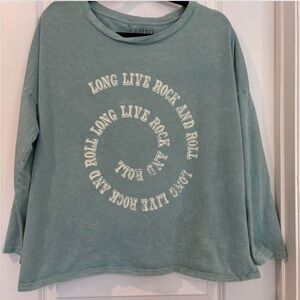 Vintage Blue Boxy 3/4 Sleeve Sweatshirt